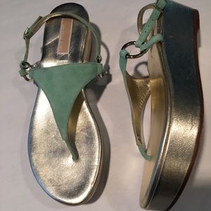 Green platform sandals